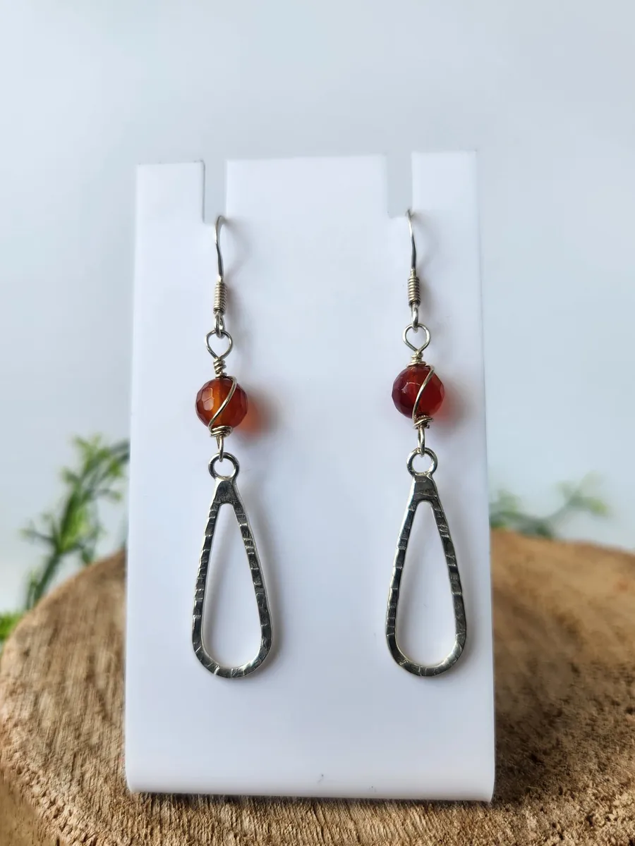 Carnelian Teardrop earrings by Donum Terra Jewels