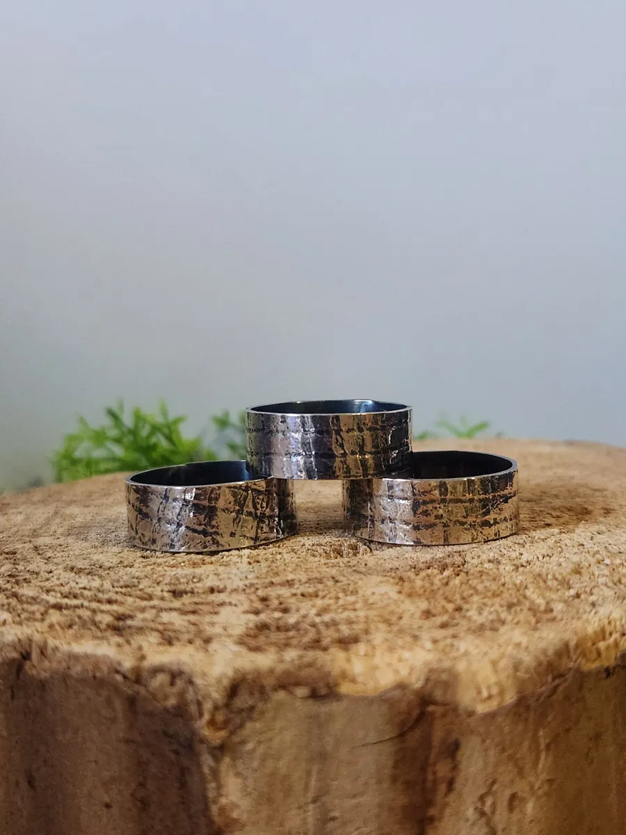 Squared Texture rings by Donum Terra Jewels