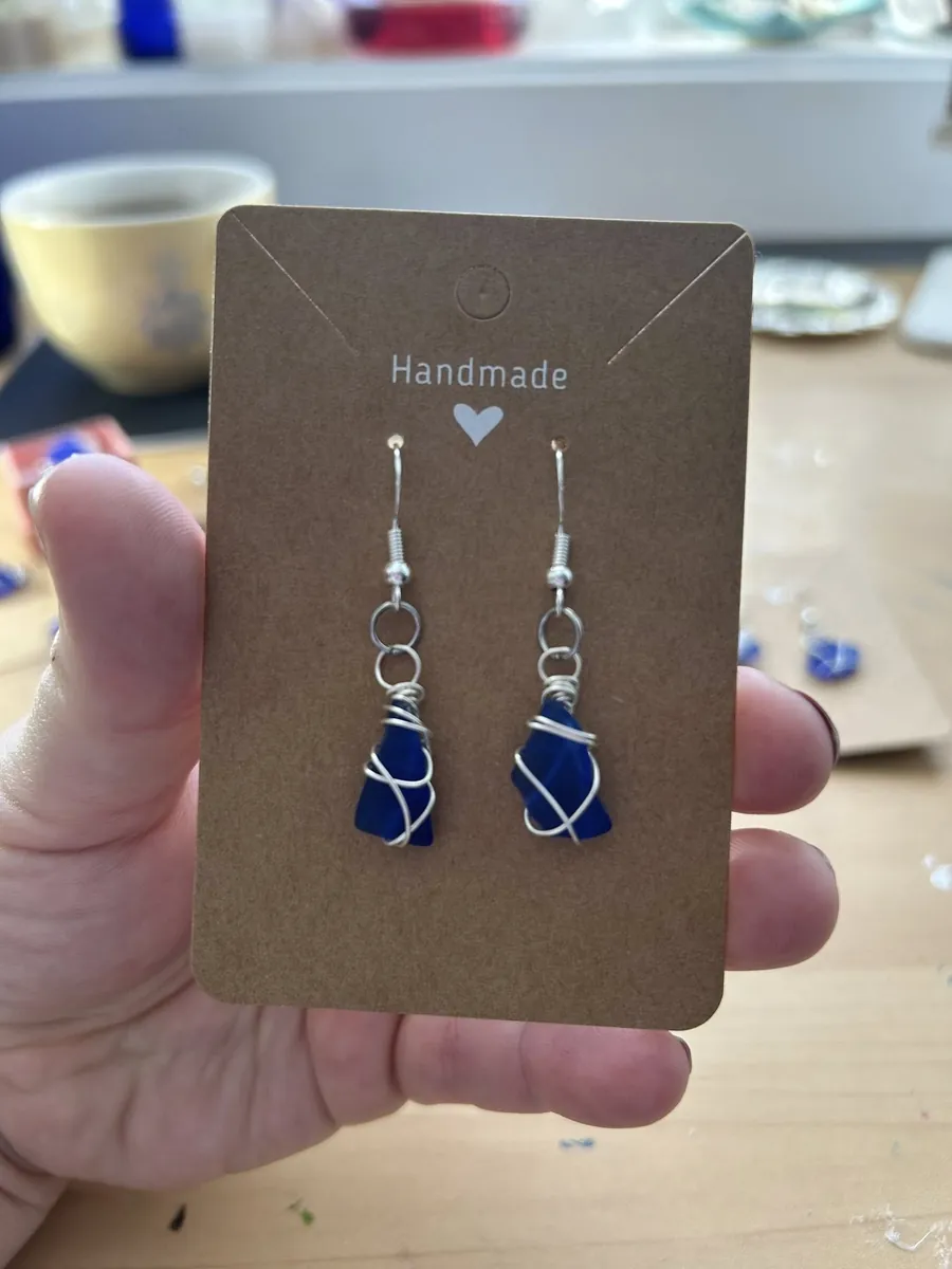 Blue sea glass earrings by Joy Designs