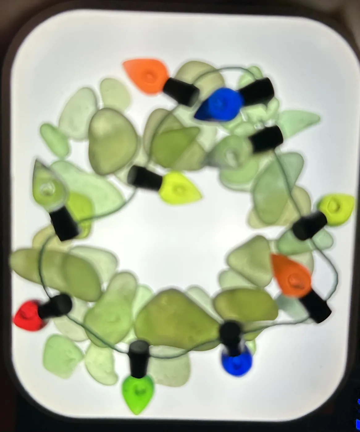 Sea glass wreath night light lit up by Joy Designs