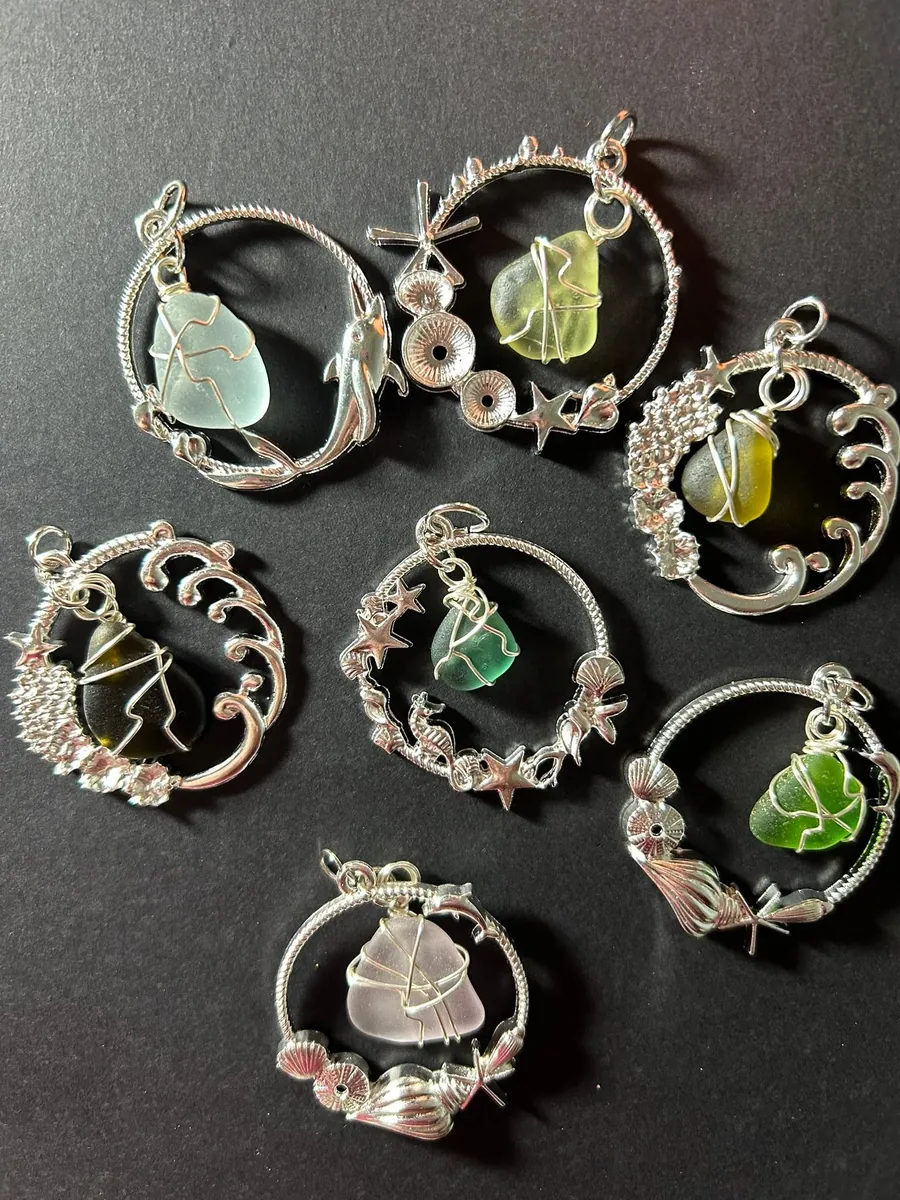 Sea glass pendants by Joy Designs