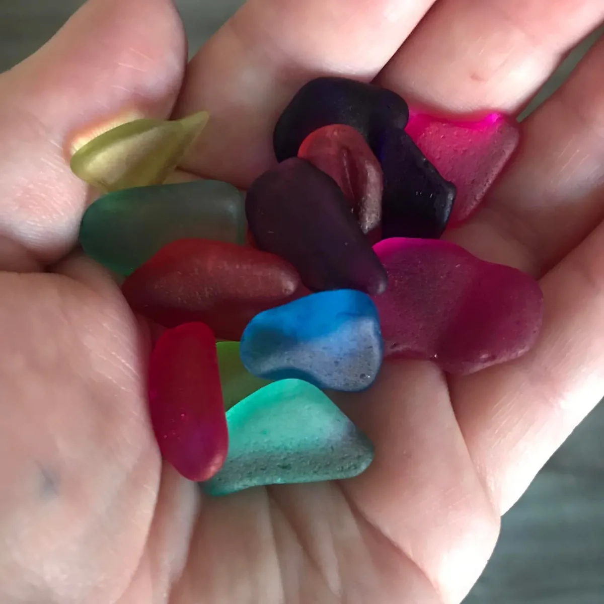 A handful of PEI sea glass