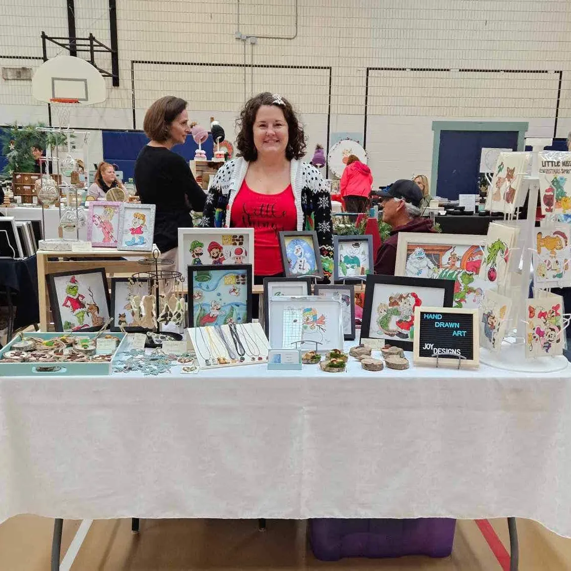 Shannon at her market table