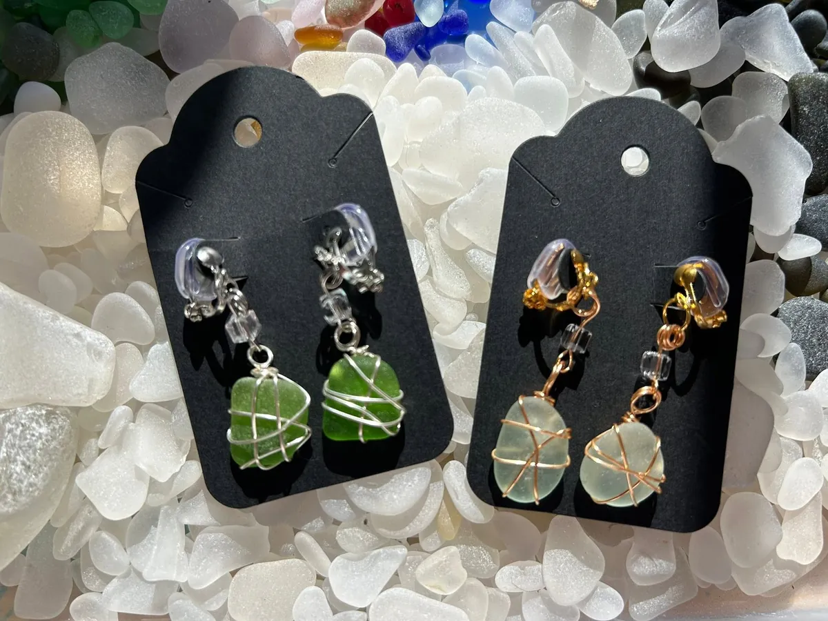 Wire-wrapped earrings by Joy Designs