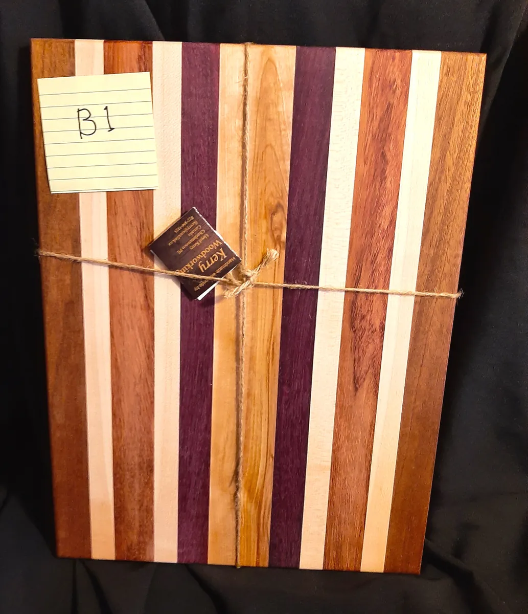 3/4″ Thick Walnut, Birch, Bubinga, Purpleheart & Yellow Birch Cutting board by Kerry Woodworking