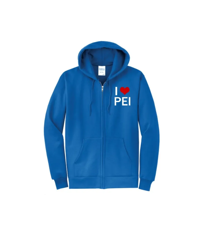 Blue zippered Hoodie by Kerry Woodworking