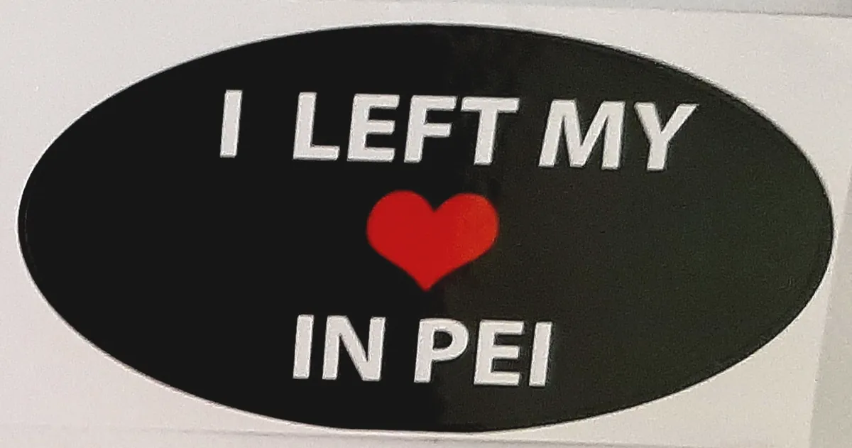 Left My Heart In PEI Sticker (black oval) by Kerry Woodworking