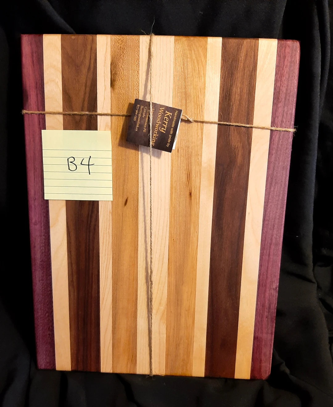 Purpleheart, Birch, Lacewood & Walnut Cutting Board by Kerry Woodworking