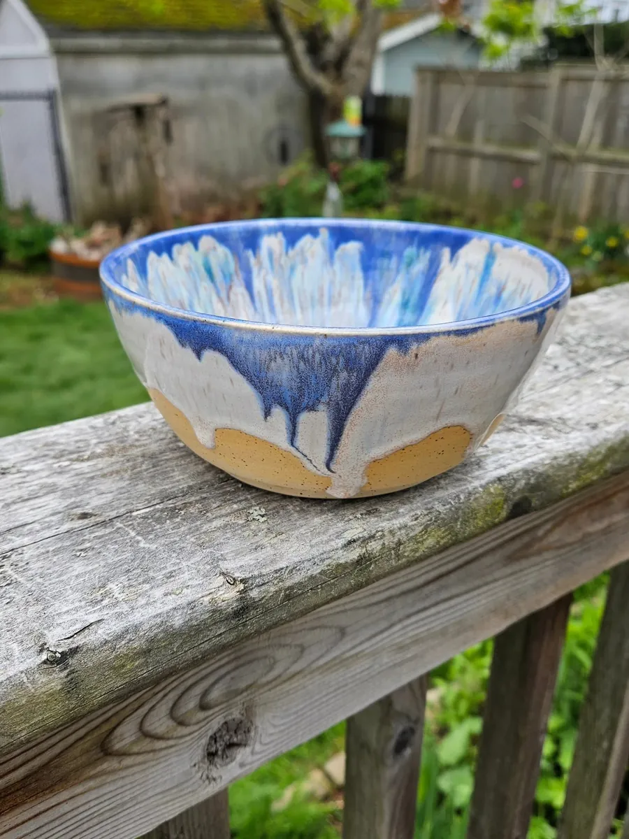 Blue drip bowl by Lindsay Bromley Pottery