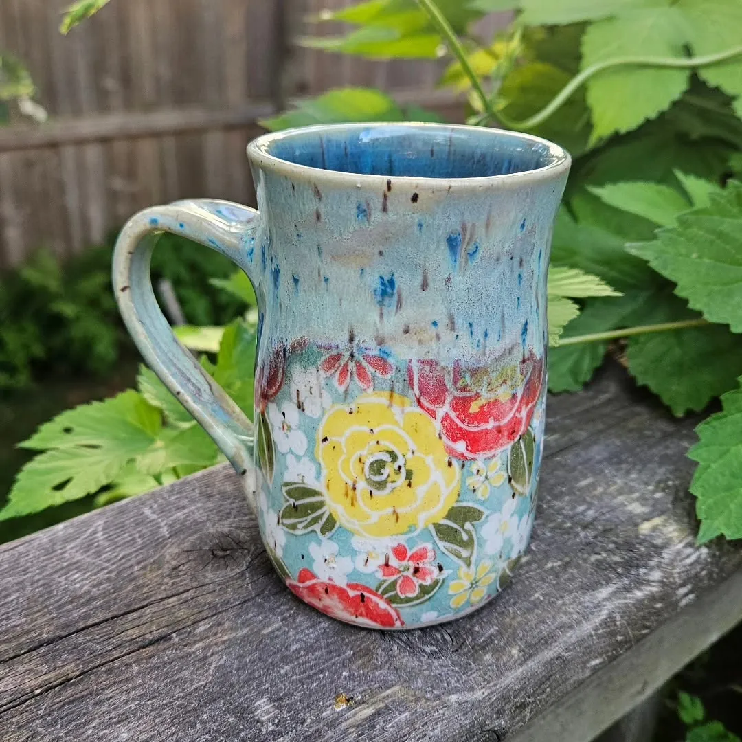 Flower mug by Lindsay Bromley Pottery
