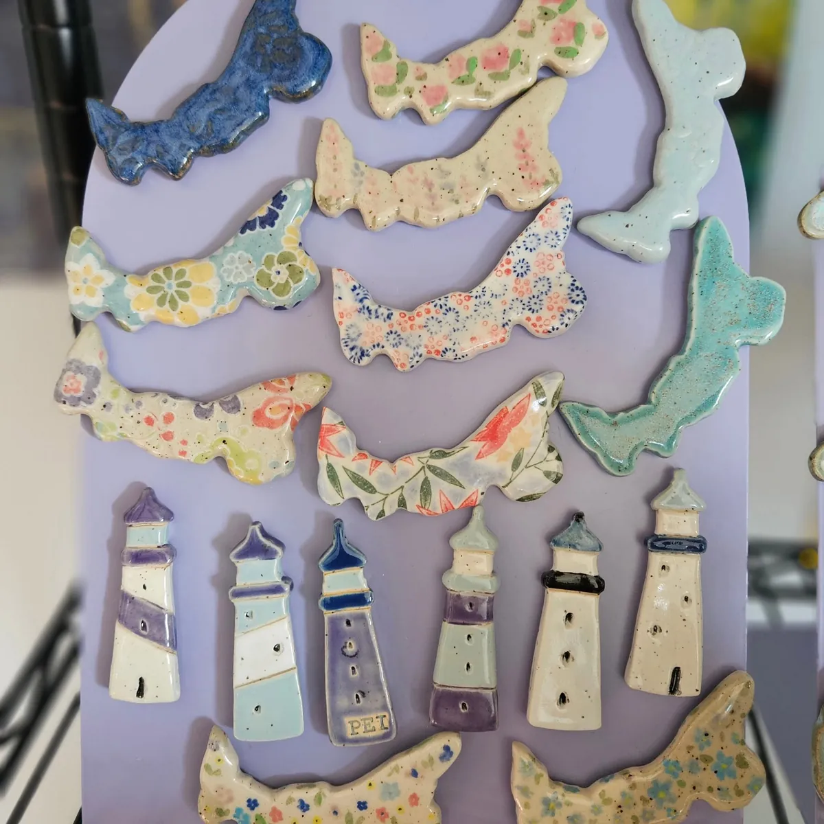 Island-shaped pieces and lighthouses by Lindsay Bromley Pottery