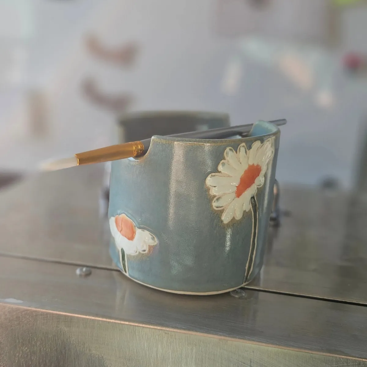 Paint water holder by Lindsay Bromley Pottery