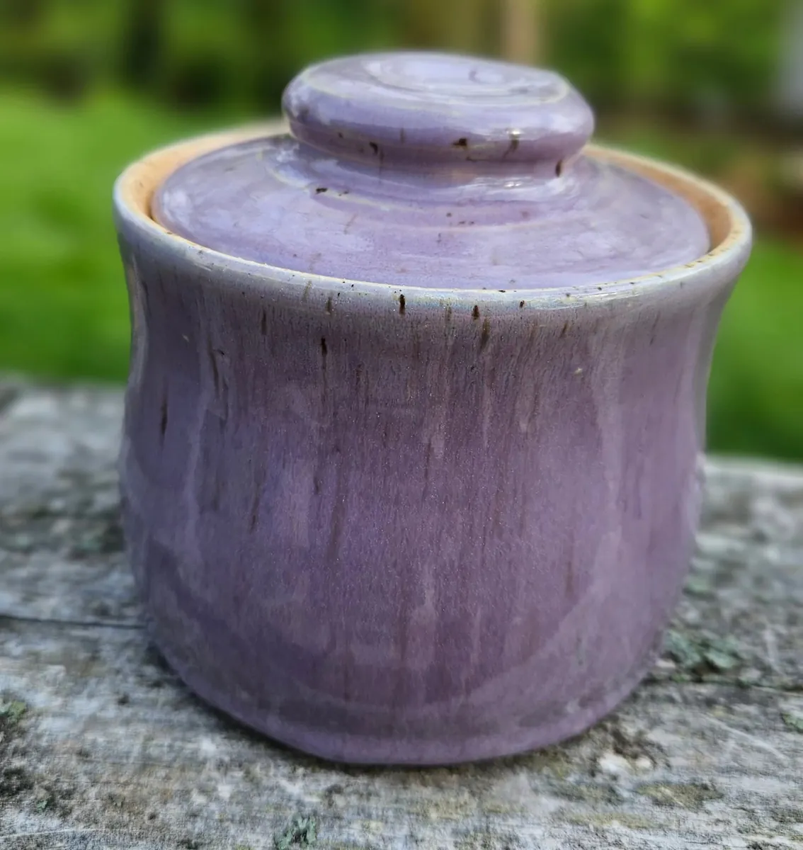 Purple lidded jar by Lindsay Bromley Pottery
