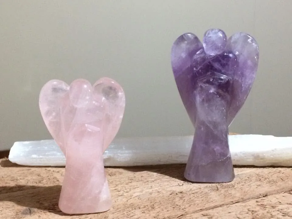 Pink and purple crystal angels by Nora Cummins, Energy Intuitive