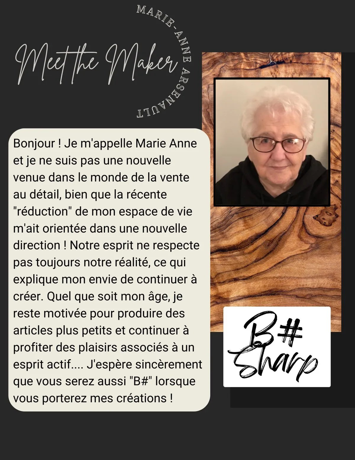 Meet the Maker poster: Marie-Anne Arsenault, B# Sharp
