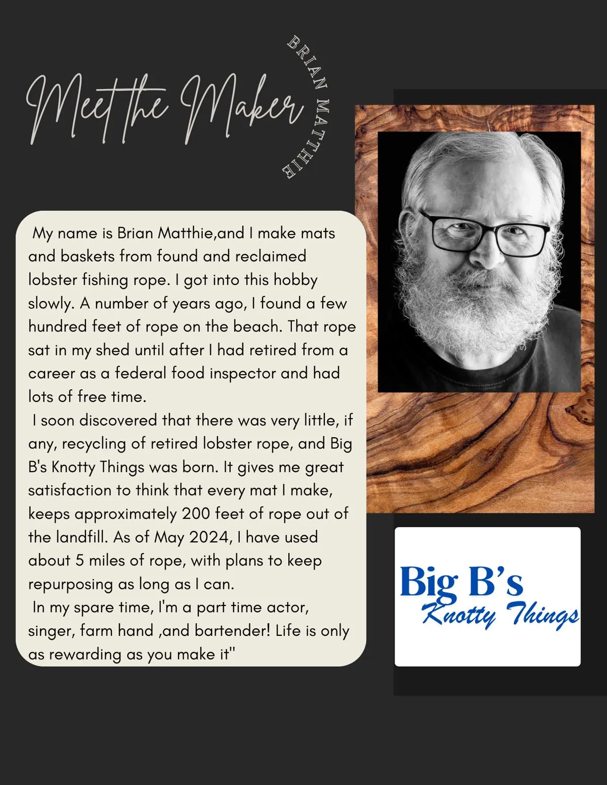 Meet the Maker poster: Brian Matthie, Big B's Knotty Things