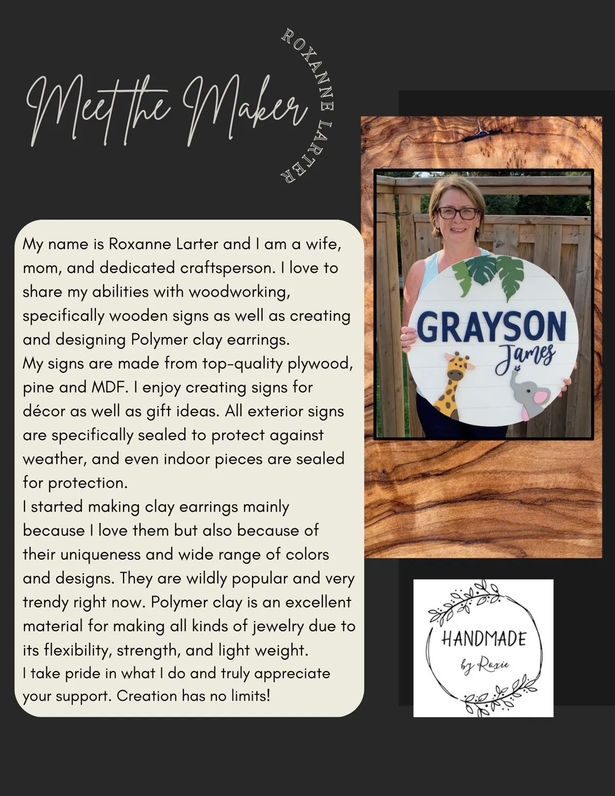 Meet the Maker poster: Roxanne Larter, Handmade by Roxie