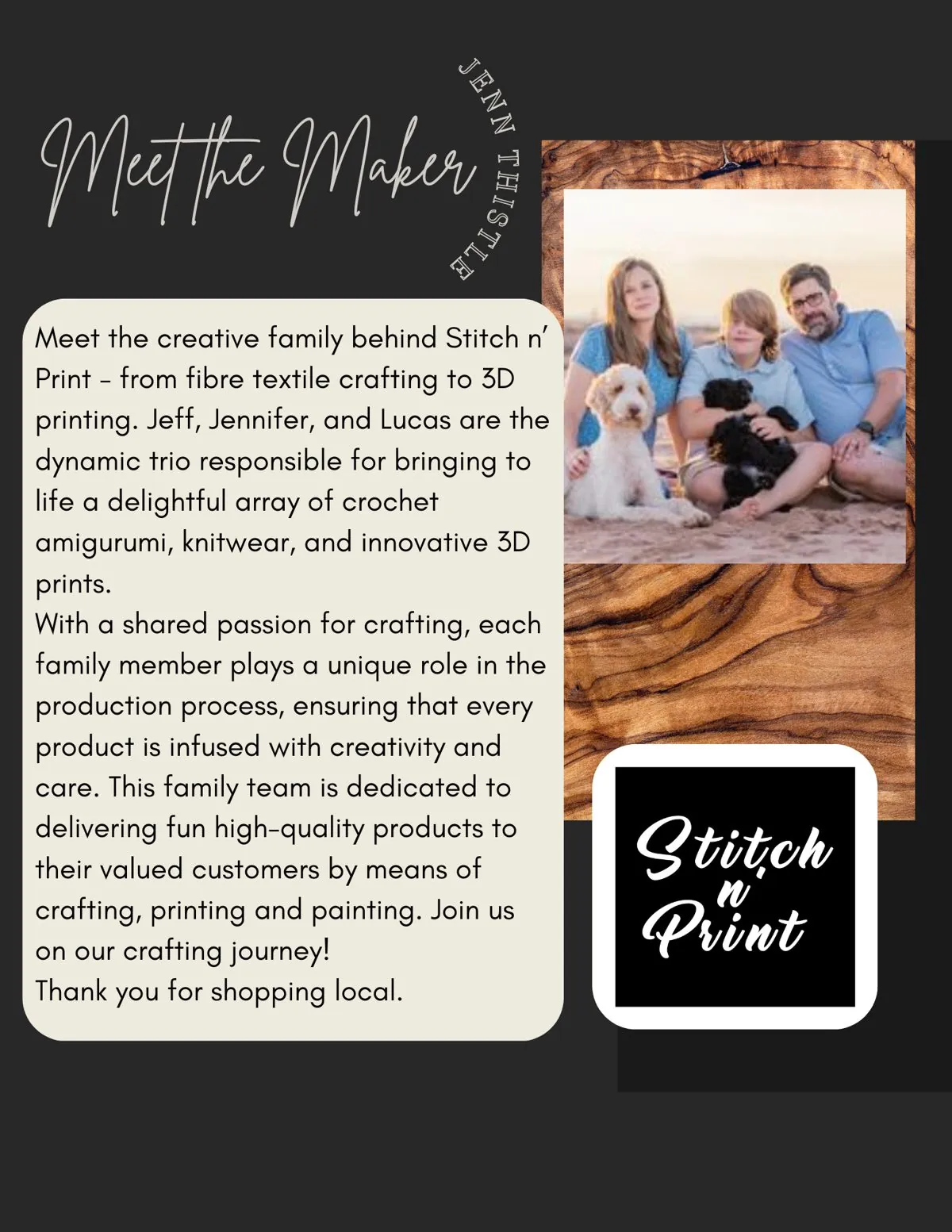 Meet the Maker poster: Jenn Thistle, Stitch n’ Print