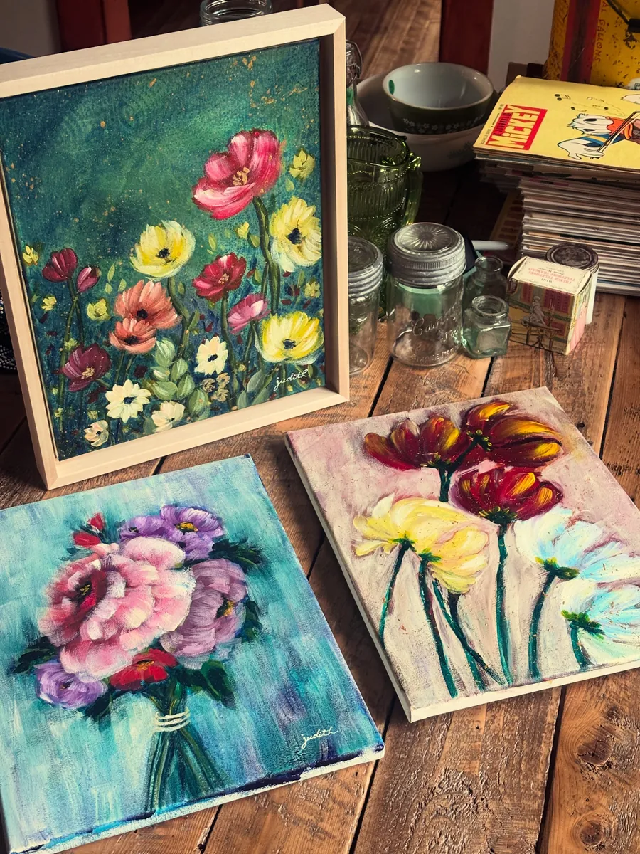 Floral paintings by Sassy Lassie Vintage