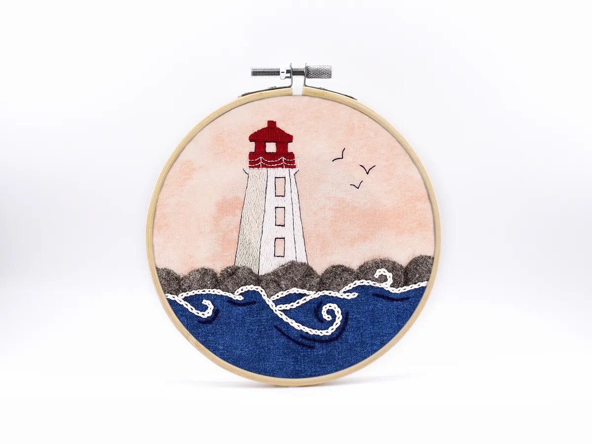 Lighthouse embroidery kit by Unraveling Joy - Embroidery