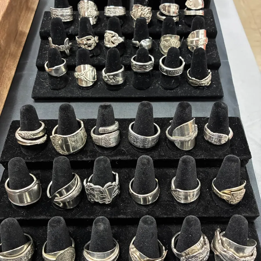 Rings on a black stand