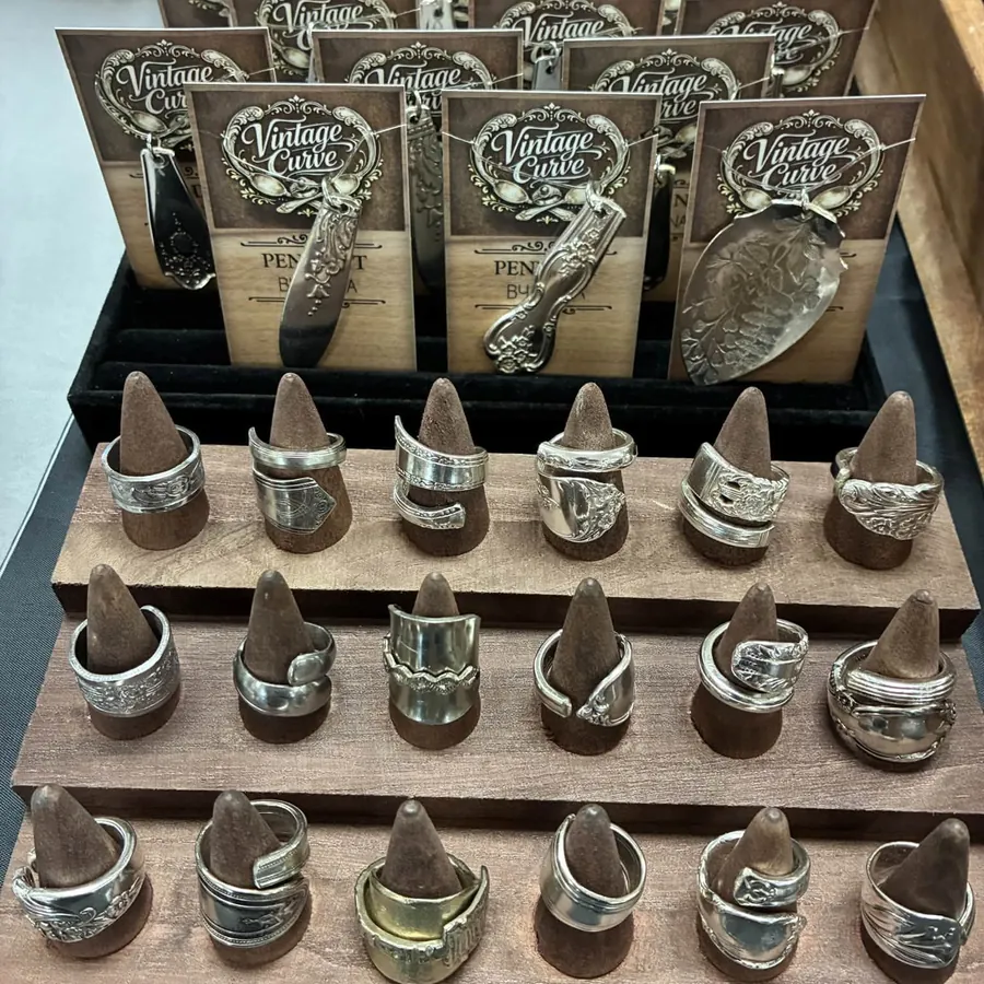 Rings on a wooden stand